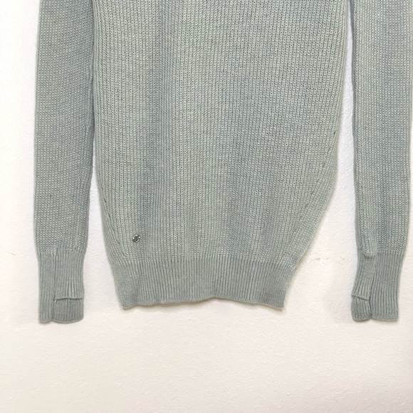 Lululemon Seva Sweater Merino Wool Pointelle Knit High Low Pullover Minty Grey 4 - Picture 10 of 14